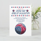 4 juli Feest Basketbal Kaart (Staand voorkant)