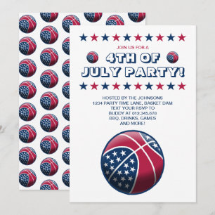 4 juli Feest Basketbal Kaart