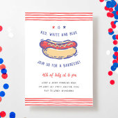 4 juli feest BBQ eigenzinnige hand-getrokken Kaart