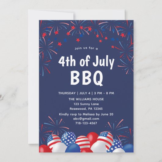 4 juli feest BBQ Kaart (Voorkant)