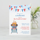 4 juli feest BBQ uitnodiging (Staand voorkant)