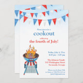 4 juli feest BBQ uitnodiging (Voorkant / Achterkant)