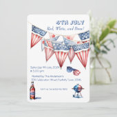 4 juli-feest BBQ uitnodiging aquarel (Staand voorkant)