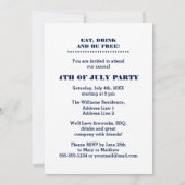 4 juli Feest | Evenement  kunstuitnodiging Kaart (Achterkant)