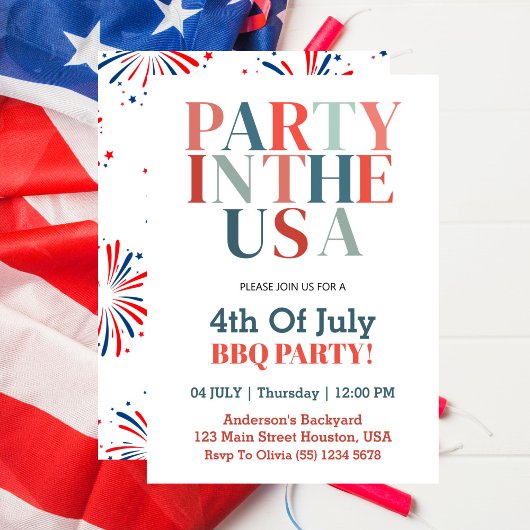 4 juli Feest In De USA BBQ Party Kaart