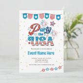 4 juli-feest in de VS Amerikaanse sfeer uitnodigin Kaart (Staand voorkant)