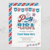 4 juli-feest in de VS Amerikaanse sfeer uitnodigin Kaart (Voorkant / Achterkant)