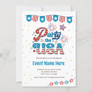 4 juli-feest in de VS Amerikaanse Vibe-uitnodiging Kaart