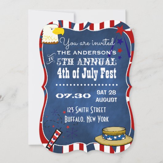 4 juli Feest Krijtbord Feest Kaart (Voorkant)