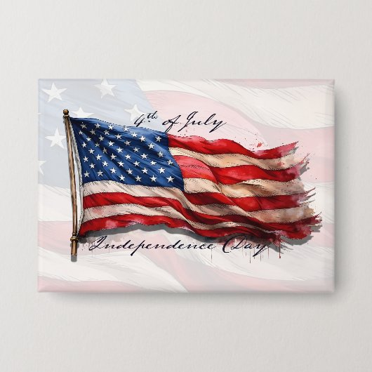 4 juli - Feest met de Amerikaanse vlag Button (Voorkant)