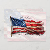 4 juli - Feest met de Amerikaanse vlag Feestdagenkaart (Voorkant / Achterkant)