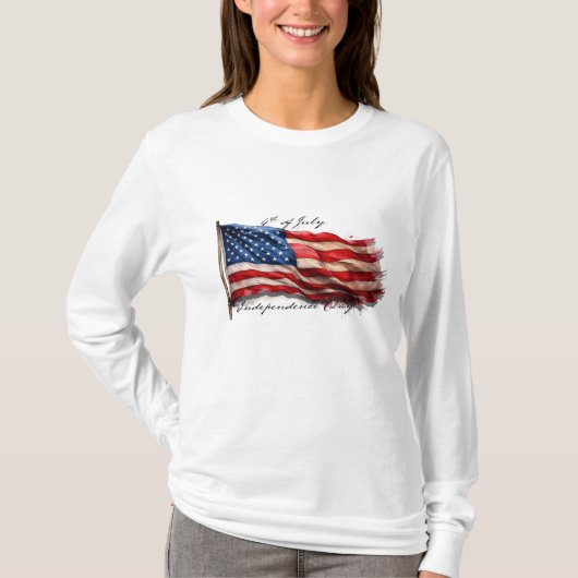4 juli - Feest met de Amerikaanse vlag T-shirt (Voorkant)