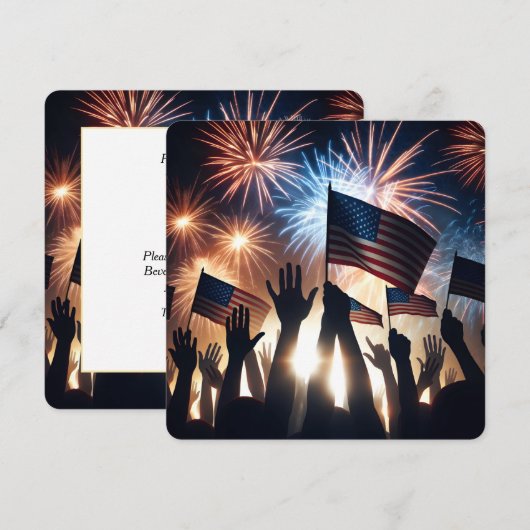 4 juli Feest met vlaggen en vuurwerk Kaart (Voorkant / Achterkant)