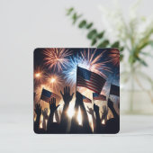 4 juli Feest met vlaggen en vuurwerk Kaart (Staand voorkant)
