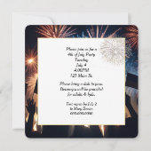 4 juli Feest met vlaggen en vuurwerk Kaart (Achterkant)