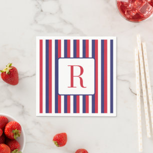 4 juli Feest Monogram Rood Wit en Blauw Servet