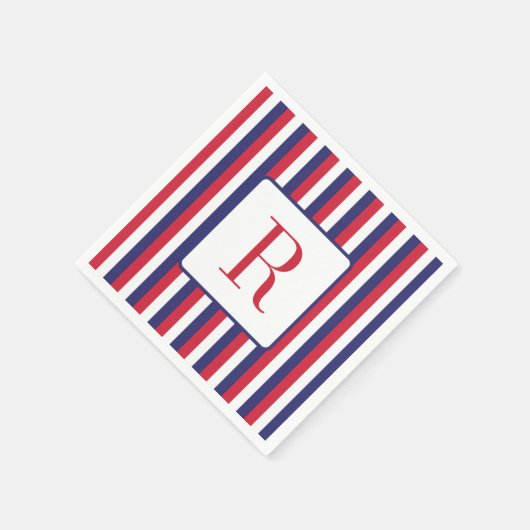 4 juli Feest Monogram Rood Wit en Blauw Servet (Hoek)