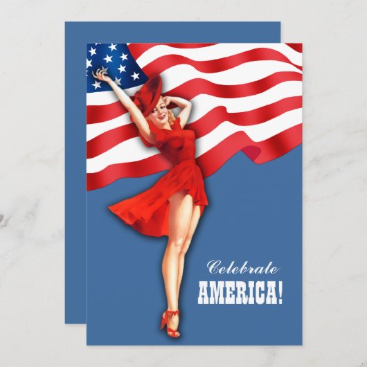 4 juli Feest | Pin-up voor retro gebeurtenissen Kaart (Voorkant / Achterkant)