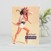 4 juli Feest | Pin-up voor retro gebeurtenissen Kaart (Staand voorkant)