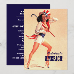 4 juli Feest Pin-up voor retro gebeurtenissen Kaart