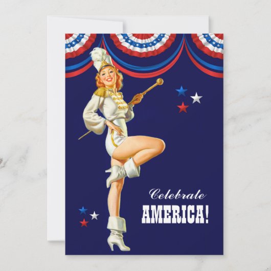 4 juli Feest | Pin-up voor retro gebeurtenissen Kaart (Voorkant)