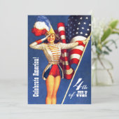 4 juli Feest | Pin-up voor retro gebeurtenissen Kaart (Staand voorkant)