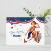 4 juli Feest | Pin-up voor retro gebeurtenissen Kaart (Staand voorkant)