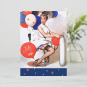 4 juli Feest | Pin-up voor retro gebeurtenissen Kaart (Staand voorkant)