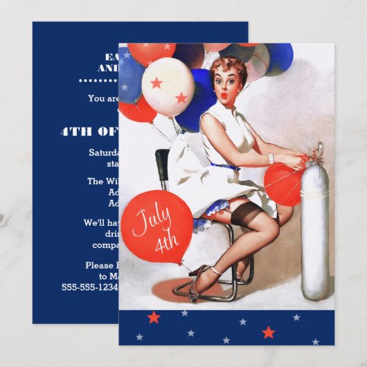 4 juli Feest | Pin-up voor retro gebeurtenissen Kaart (Voorkant / Achterkant)
