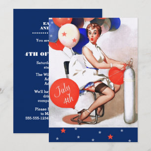 4 juli Feest Pin-up voor retro gebeurtenissen Kaart