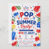 4 juli Feest Pop Zomer BBQ Onafhankelijkheidsdag Kaart (Voorkant)