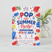 4 juli Feest Pop Zomer BBQ Onafhankelijkheidsdag Kaart (Staand voorkant)