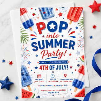 4 juli Feest Pop Zomer BBQ Onafhankelijkheidsdag Kaart