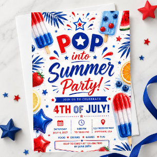 4 juli Feest Pop Zomer BBQ Onafhankelijkheidsdag Kaart