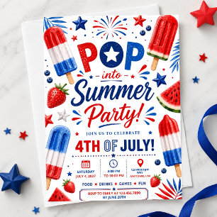 4 juli Feest Pop Zomer BBQ Onafhankelijkheidsdag Kaart