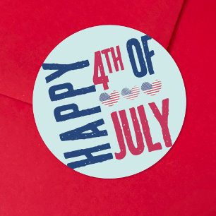 4 juli-feest ronde sticker
