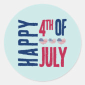 4 juli-feest ronde sticker (Voorkant)