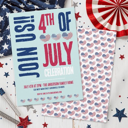 4 juli-feest Rood Wit Blauw Patriottisch Kaart