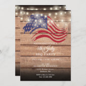 4 juli feest rustieke houten strijklampen kaart (Voorkant / Achterkant)