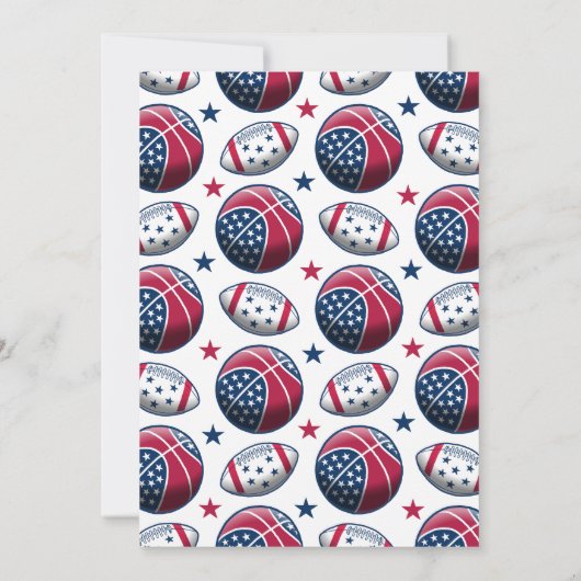 4 juli Feest Sport Ballen Kaart (Achterkant)