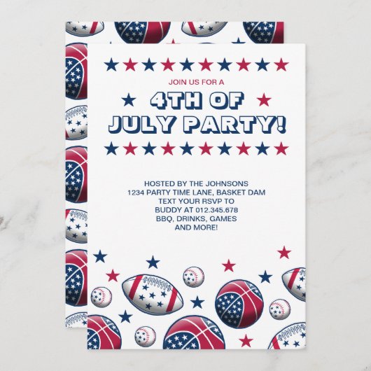 4 juli Feest Sport Ballen Kaart (Voorkant / Achterkant)