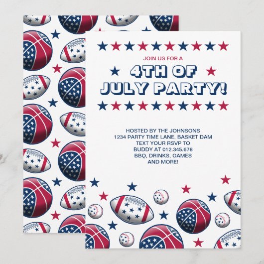 4 juli Feest Sportballen Kaart (Voorkant / Achterkant)