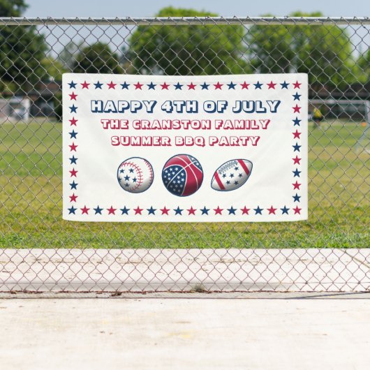 4 juli-feest sportballen spandoek (Insitu)
