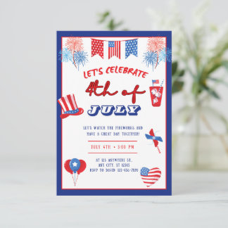 4 juli Feest Uitnodiging Vuurwerk Patriottisch