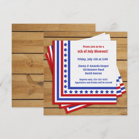 4 Juli feest unieke uitnodiging (Voorkant / Achterkant)