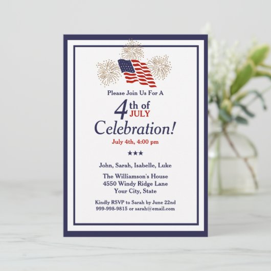 4 juli Feest VS Vlag Goud Vuurwerk Classic Kaart (Staand voorkant)