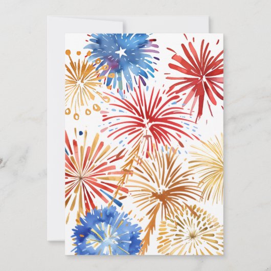 4 juli Feest, Waterverf Vuurwerk Kaart (Achterkant)