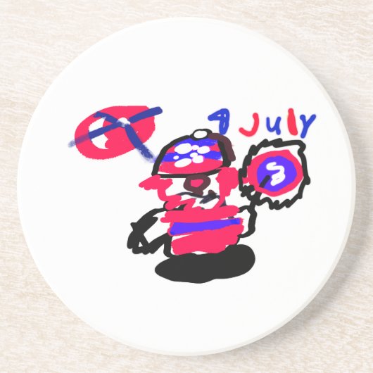 4 juli-feest zandsteen onderzetter (Voorkant)