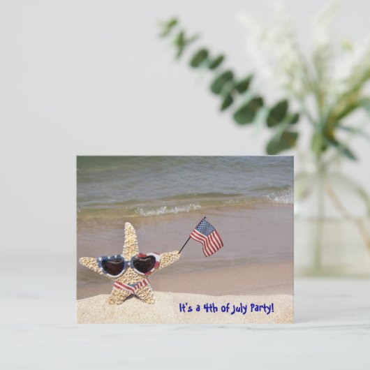 4 juli Feest Zeester Kaart (Staand voorkant)