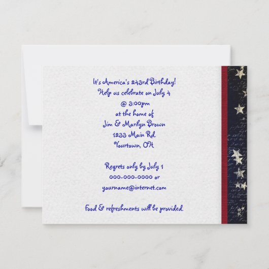 4 juli Feest Zeester Kaart (Achterkant)